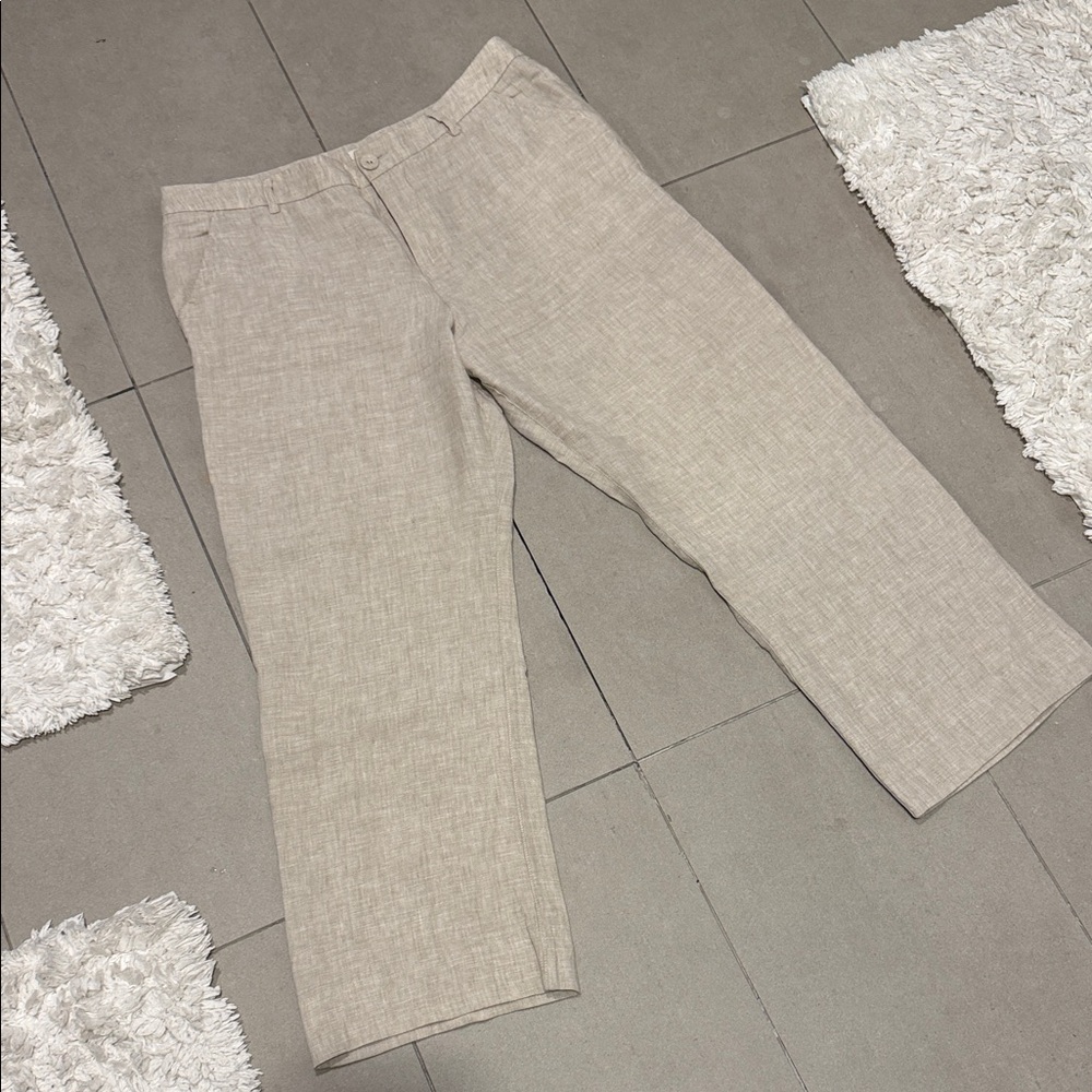 Garnet Hill Men's Light Beige Linen-Blend Chinos